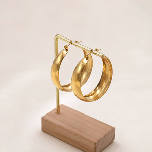Hoop Earrings Gold 10mm 12mm 13mm Titanium Steel Geometric Minimalist Women Fashion Jewelry - Product Image 2