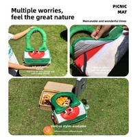 Tapis de pique-nique pliable, découpable, léger, durable, imperméable, résistant à l'humidité, portable, avec poignées de transport, rembourrage en polyester