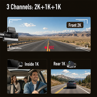 Caméra de voiture 4G à 3 objectifs avec enregistrement 2K, Wi-Fi, GPS, ADAS, BSD, diffusion en direct 4G, compatible carte 512 Go et plateforme CMSV6, écran tactile 3 pouces