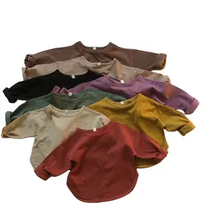 HXFS INS 호주 유니섹스 어린이 탑스 긴 소매 품질 Tshirt 키즈 가을 일반 대나무 코튼 티셔츠 어린이