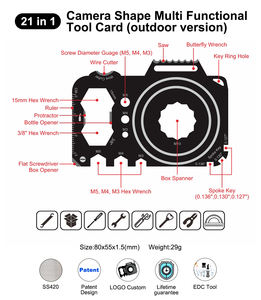 Llavero con Abridor de Botellas de Recuerdo Personalizado, Llavero con Diseño de Logotipo Personalizado, Multiherramienta EDC, Gadgets, Tarjeta con Forma de Cámara, Llavero - Product Image 2