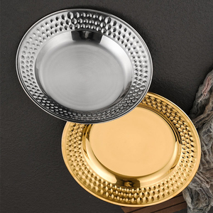Assiettes de Présentation en Acier Inoxydable 304 Effet Diamant Martelé, <span class=keywords><strong>24</strong></span> <span class=keywords><strong>cm</strong></span>, Dorées, Modernes, Durables, pour Fêtes, Extérieur et Camping – Vente en Gros - Product Image 6