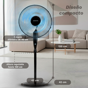 Ventilatore a piedistallo 165RNG 50W Nero 3 velocità Base rotonda - Product Image 1