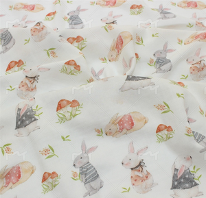 Tela de gasa de doble capa de fibra de algodón, impresión Digital de dibujos animados, Dobby elegante para pijamas de niños, bolsas de cama, cortinas - Product Image 4