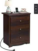 Luxury Modern Adjustable Wooden Nightstand Charging Station 3 Drawers USB Ports Eco-Friendly Durable Bedroom Storage Furniture