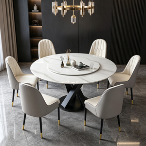 Juego de mesa de comedor redonda moderna de mármol con 6 sillas de diseño giratorio para muebles de comedor en el hogar. - Product Image 5