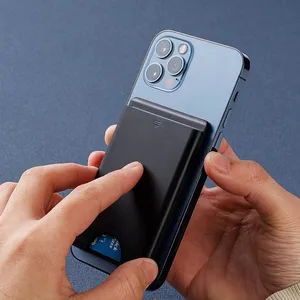 Iphone 14 promax磁気カードホルダー用スタンド付きカスタマイズ可能な磁気レザーウォレット