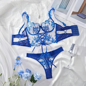 Conjunto de Lencería Sexy de Encaje Rosa Dulce para Mujer, 2 Piezas, Lencería de Encaje Transparente con Bordado, Copas con Pico, Ropa de Dormir Sensual - Product Image 6