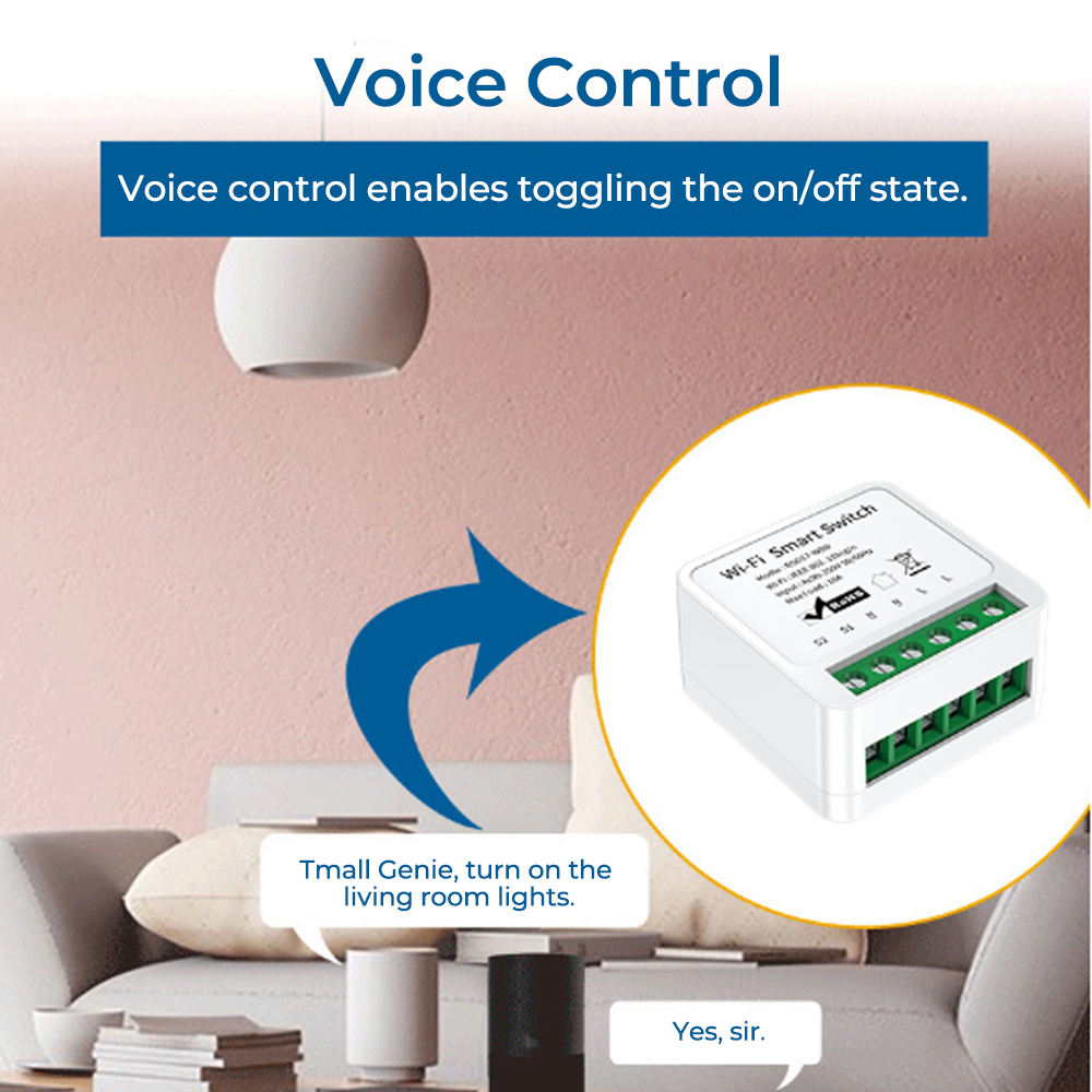 CE RoHS 10A Alexa Google Home Smart Switches Mini WiFi Switch Module Smart Breaker Light Switches Timer Remote Control on Off