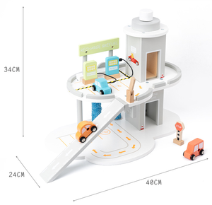Meilleure vente Faire semblant de <span class=keywords><strong>parking</strong></span> Double pont Simulation Transport Station-service Véhicule en bois Jouet pour enfants Garçons et filles - Product Image 6