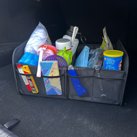 Organisateur de coffre de voiture, bac de rangement arrière avec panneaux de séparation amovibles pour accessoires et fournitures de véhicule