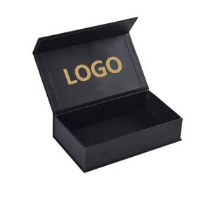 Black Fancy Texture Paper Magnetic Closure Cardboard Linen Gift Box - Product Image 1