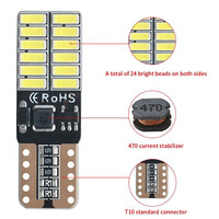 Lampe intérieure super lumineuse t10 canbus led auto lampe T10 4014 24SMD T10 w5w led lumière sans erreur Auto LED Light lampe pour voiture