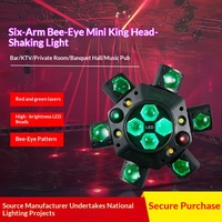 Barre de lumière laser à six bras effet 'Bee-Eye' pour ambiance KTV, tête mobile, stroboscope contrôlé par le son, IP65, pour discothèque à domicile, rotative et colorée