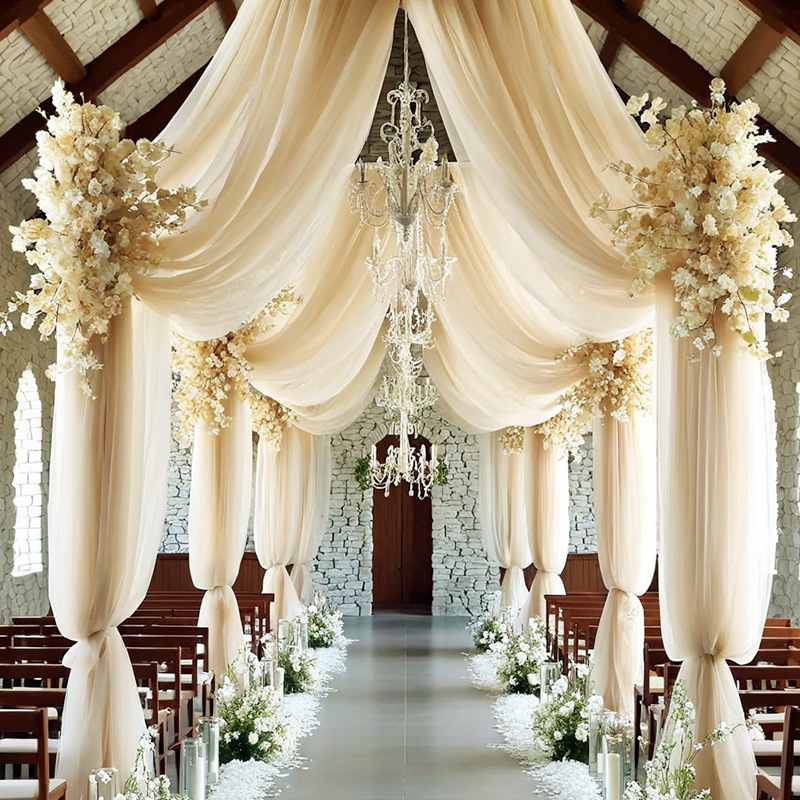 Wedding White Ceiling Drapes Sheer Arch Draping Fabric Chiffon Curtain Decoration Wedding Ceiling Decoration
