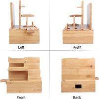 Station d'accueil multi-appareils en bambou personnalisée, support pour téléphone, clés, ordinateur portable, tablette, portefeuille, montre, boîte de rangement pour maquillage en gros