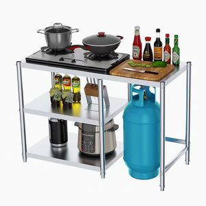 Stainless Steel Kitchen Non-Folding Three-Tier Gas Tank Stove Cutting Board <strong>Microwave</strong> Oven Compatible Multi-Functional <strong>Storage</strong> - Product Image 5