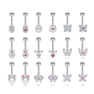 Anelli su misura rosa G23 titanio <span class=keywords><strong>oro</strong></span> placcato argento pancia penetrante farfalla <span class=keywords><strong>Piercing</strong></span> all'<span class=keywords><strong>ombelico</strong></span> gioielli - Product Image 1