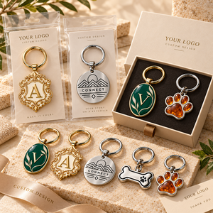 Llaveros de Metal Personalizados OEM ODM, Llavero con Logotipo de Letra Esmaltada, Etiqueta Redonda con Forma de Hueso de Mascota, Regalo Promocional - Product Image 2