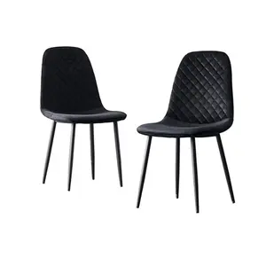 modern black velvet home furniture Italy style 4 metal legs arm less restaurant chair cheap dining chair cheap chair for sale