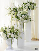 Bouquet de fleurs artificielles blanches et vertes en gros pour mariage, centre de table, arrangement floral décoratif
