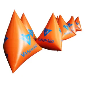 Boya inflable grande personalizada, boya triangular marina para eventos acuáticos