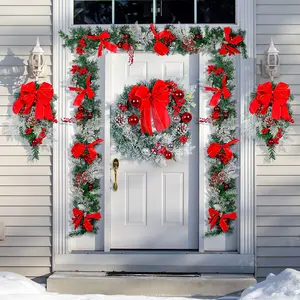 Decoraciones navideñas para puerta delantera, guirnalda navideña de ratán para centro comercial, decoración de hotel, colgante para puerta, árbol al revés