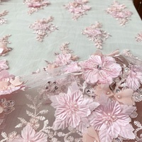 Tela de Tul Bordada con Apliques de Flores 3D y Cuentas, Ecológica, de Alta Calidad, para Vestidos de Novia, Venta al Por Mayor