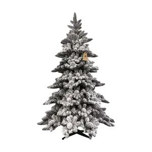 8Ft Fat Wholesale Snowy Thick floccato Prelit Warm Clear Light albero di natale con Base fissa