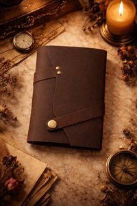 Handmade Leather <b>Journal</b> with Strap Closure Rustic Travel Notebook, Vintage Diary (7x5 Inches), Artisan <b>Writing</b> <b>Journal</b> - Product Image 3