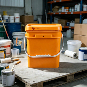 Seau à peinture carré en plastique avec couvercle et poignée en plastique, qualité alimentaire, pour le stockage de revêtements, de produits chimiques et de colle - Product Image 4