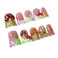 Vente en gros de faux ongles Y2K en forme de bec de canard, 3D faits à la main, à presser, réutilisables, forme évasée, 10 pièces, qualité salon, logo personnalisé