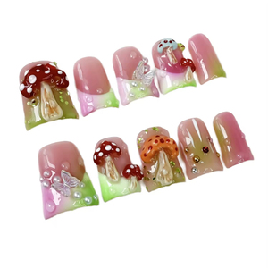 Uñas postizas Y2K al por mayor, uñas 3D hechas a mano, uñas postizas reutilizables con forma <span class=keywords><strong>de</strong></span> trompeta, 10 piezas, calidad <span class=keywords><strong>de</strong></span> salón, logotipo personalizado - Product Image 2