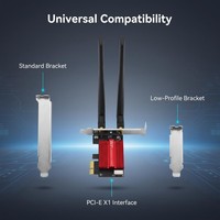 Carte PCIe WiFi 6E TISHRIC Intel AX210 Adaptateur Réseau Sans Fil Tri-Bande 2.4/5/6G Bluetooth 5.4 pour Ordinateur de Bureau Win 10/11