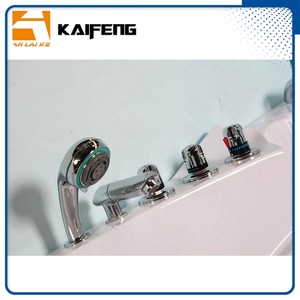 Bañera de hidromasaje de esquina interior blanca con luces LED, bañera de hidromasaje doble con jacuzzi doble para baño, calentador térmico en forma de triángulo - Product Image 3