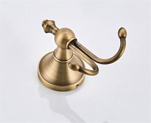 Gancho doble de pared vintage de latón dorado antiguo de alta resistencia para batas, bufandas, bolsos, sombreros, llaves y toallas - Product Image 6