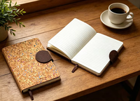 Carnet de notes A5 en liège texturé, ensemble cadeau de bureau écologique, impression de logo personnalisée et emballage en boîte