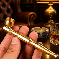 Pipe à fumer en laiton, pipe manuelle pour accessoires de fumeur, cadeau, pipe à tabac en métal, embout détachable, facile à nettoyer, portable