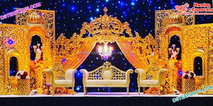 Decoración Glamorosa para Escenario de Recepción de Boda, Decoración Real Musulmana para Escenario de Walima, Espectacular Decoración para Escenario de Boda del Sur de Asia, EE. UU. - Product Image 5