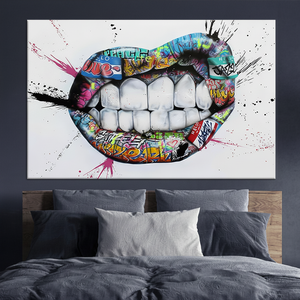 Graffiti Lips Canvas Print: Bold Urban Pop Art Decor,<b>WRAPPED</b> CANVAS - Product Image 3