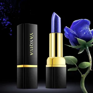 Cosmetics new design temperature color lipstick matte waterproof glitter black tube lipstick wholesale