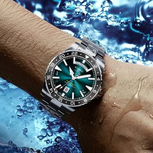 Montres mécaniques automatiques pour hommes en acier inoxydable de style lumineux, mode de luxe personnalisée - Product Image 1