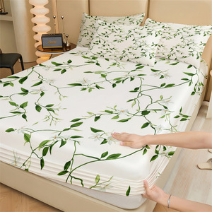 Parure de lit 100 % fibre de bambou, imprimé floral, trois pièces, drap-housse élégant et durable, ensemble de draps-housses pour lit double - Product Image 3