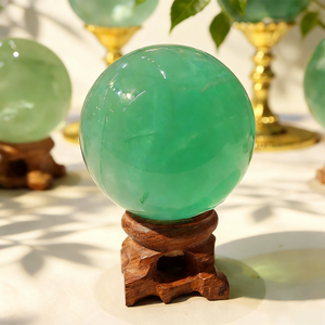 Boules de cristal de fluorite verte naturelle brute, sculptées, attirent l'attention, pour la décoration intérieure - Product Image 2