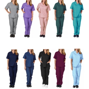 Conjunto de uniforme con cuello en V de alta calidad, elástico y antiarrugas para trabajo hospitalario y uniformes para médicos y enfermeras - Product Image 1