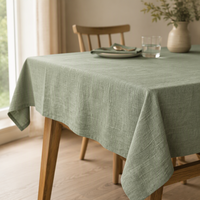 Nappe en lin lavé vert sauge, texture naturelle, lavable, pour mariage, banquet, décoration de table de ferme, couverture de table en lin