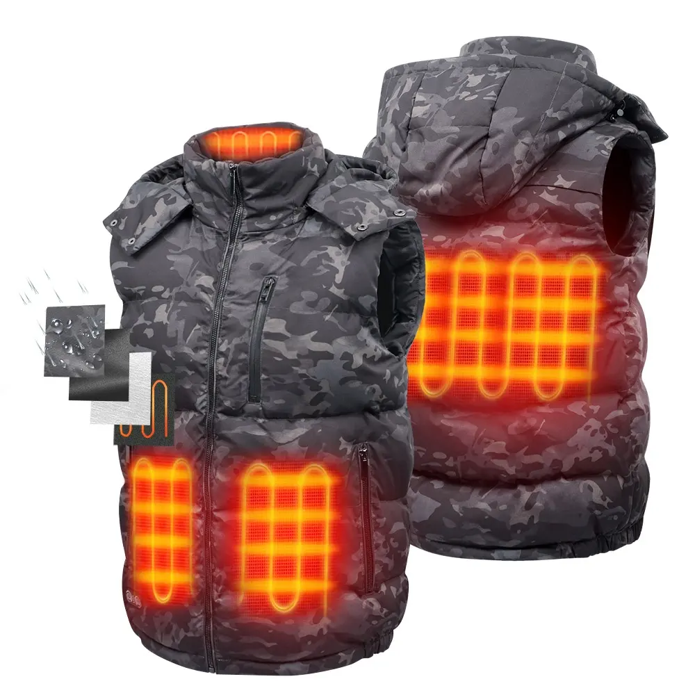 High Quality Custom Logo Winter Warm Mens Sleeveless USB Battery Powered Heated Jacket Vest Smart Heating Cotton Sleeveless
