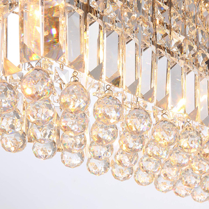 Lustre rectangulaire en cristal doré E26 LED 3500K, lumière chaude, intensité variable, hauteur réglable, CRI 90 pour salon - Product Image 4