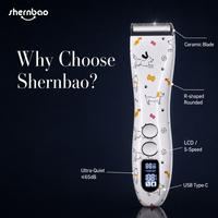 Tondeuse pour animaux de compagnie Shernbao PGC-780 5 en 1, tondeuse sans fil pour chiens, tondeuse pour chats, lame réglable, chiens et chats de petite et moyenne taille