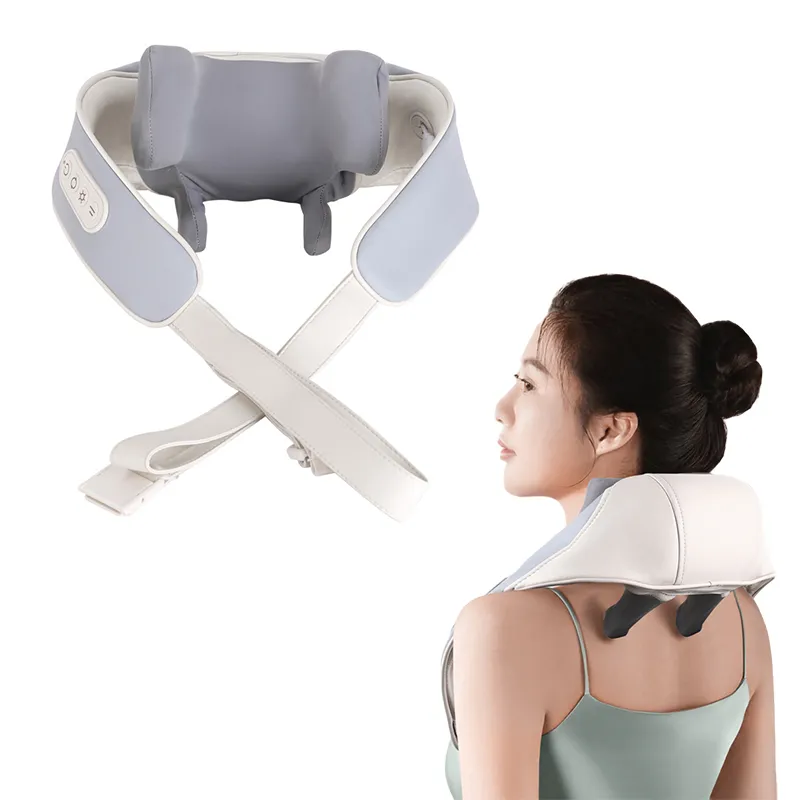 Back Shoulder Hands-Free Massager OEM Hand-shaped Mini Cordless Neck Massager with Heat at Home for Muscle Relaxation